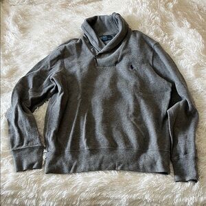 Ralph Lauren Charcoal Gray Shawl-Collar Pullover Sweatshirt